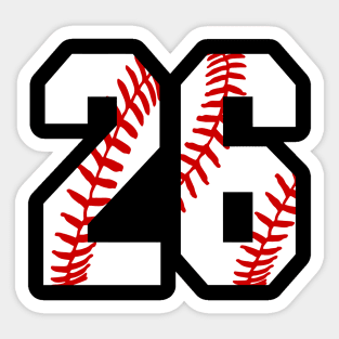 Baseball Number 26 #26 Baseball Shirt Jersey Favorite Player Biggest Fan Sticker